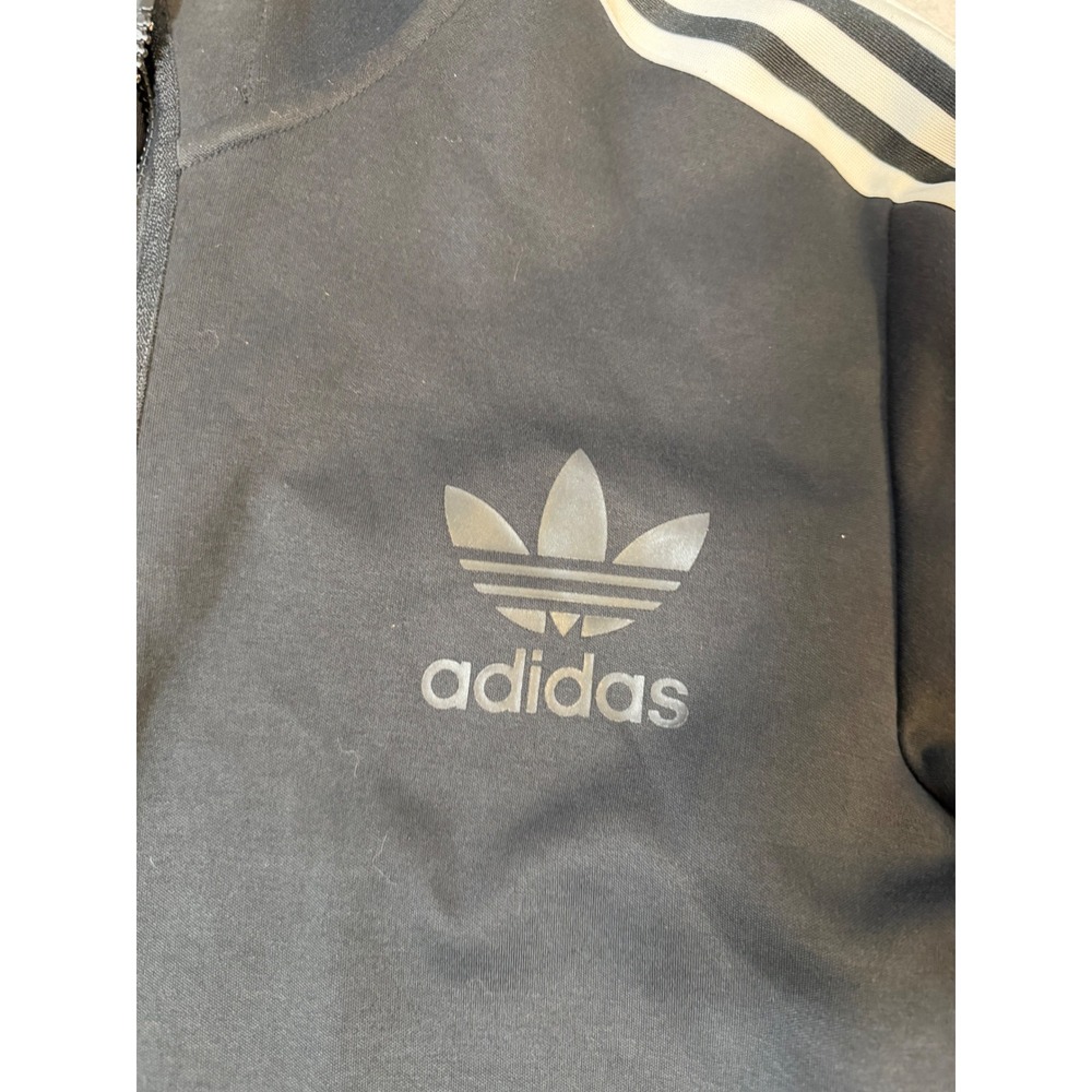 Adidas Originals Mens XL Black Trefoil 3-Stripe Full Zip Hoodie Jacket - Picture 2 of 4